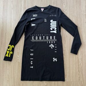 Juicy Couture Black Graphic Long Sleeve bodycon mini dress nwot